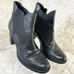 Italian Leather Chelsea Bootie Chunky Heel Women’s Size 37 (US 6)